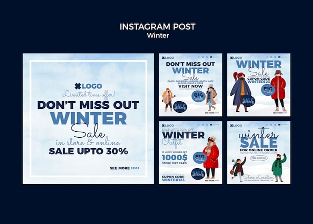 Free PSD winter season instagram posts