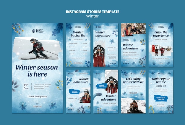 Free PSD winter season instagram stories template