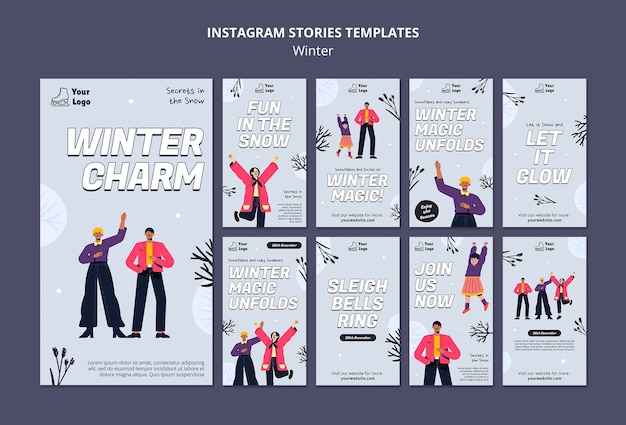 Free PSD winter season  instagram stories template