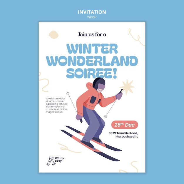 Free PSD winter season invitation template