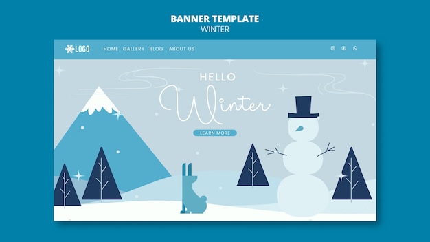 Free PSD winter season landing page template