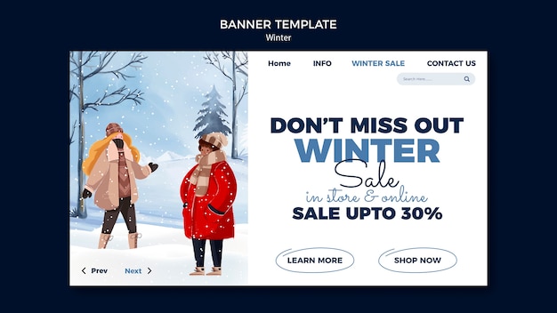 Free PSD winter season landing page template