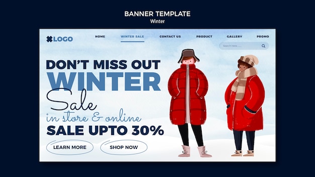 Free PSD winter season landing page template