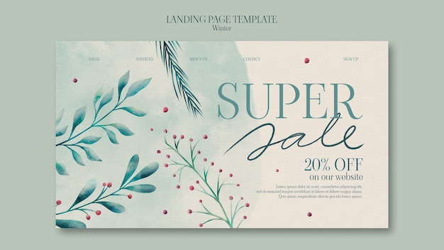 Free PSD winter season landing page template