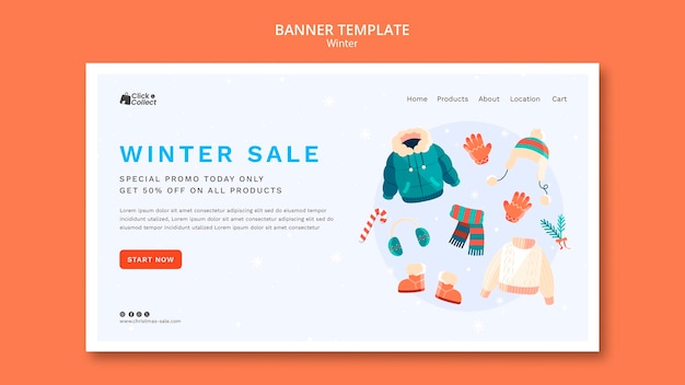 Free PSD winter season landing page template