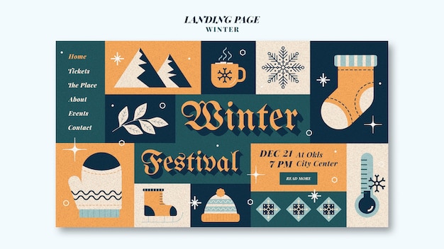 Free PSD winter season landing page template