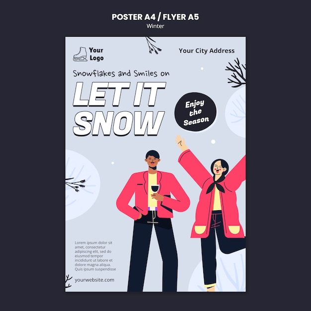 Free PSD winter season poster  template