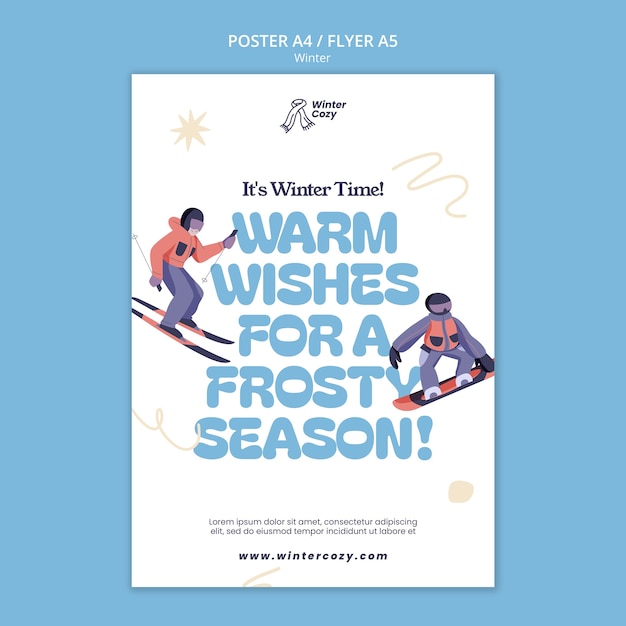 Free PSD winter season poster template