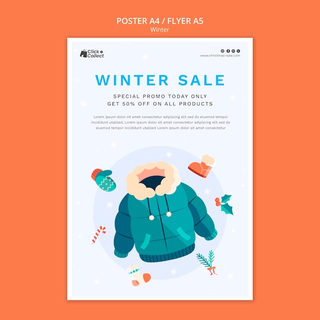 Free PSD winter season poster  template