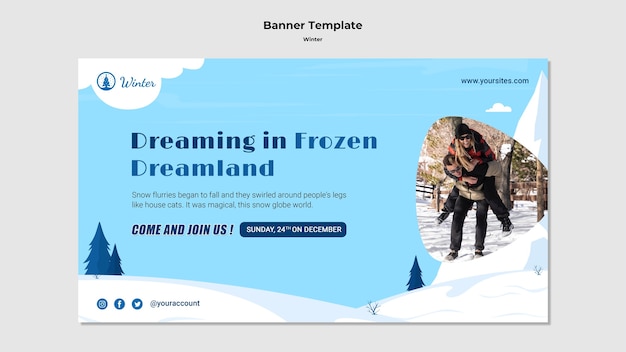 Free PSD winter template design of banner