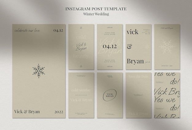 Free PSD winter wedding instagram stories template