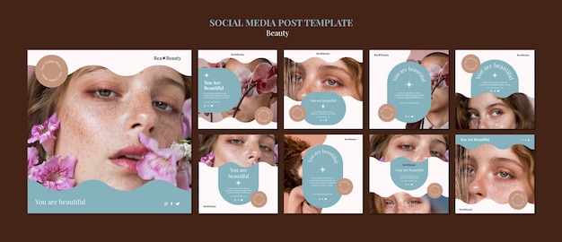 Free PSD woman beauty social media post template