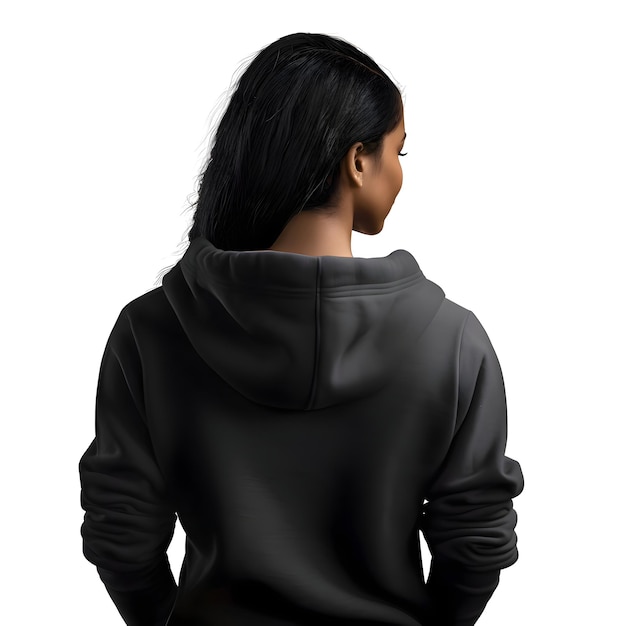 Free PSD woman in black hoodie on white background 3d illustration