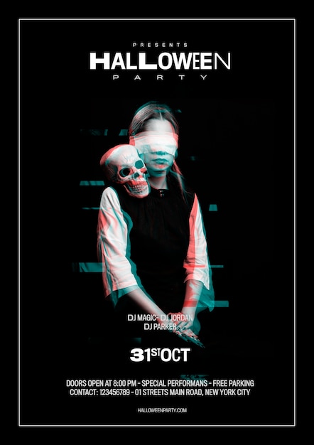 Free PSD woman blindfolded medium shot of glitch effect