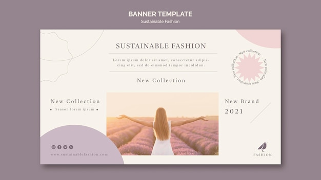 Free PSD woman in the field sustainable fashion banner template