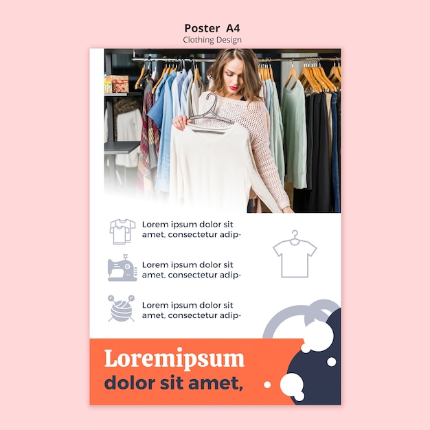 Free PSD woman looking at a blouse in a shop poster