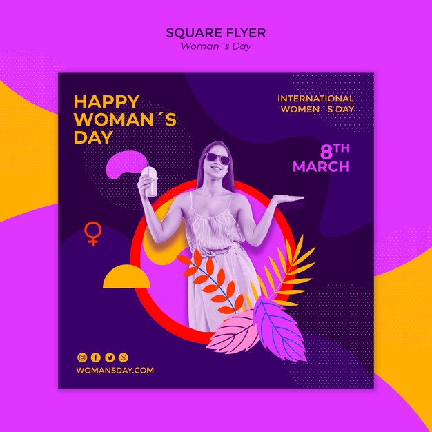 Woman in summer dress women's day square flyer