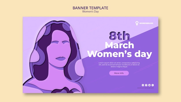 Woman in violet tones women's day banner template