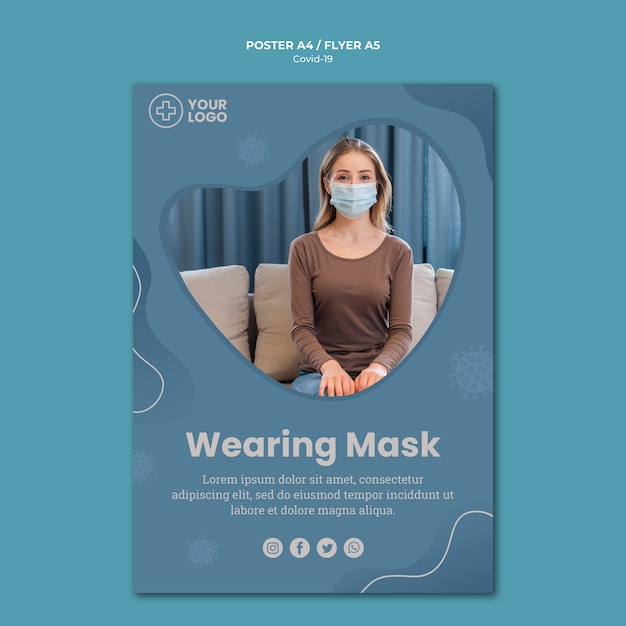 Woman wearing mask coronavirus concept flyer