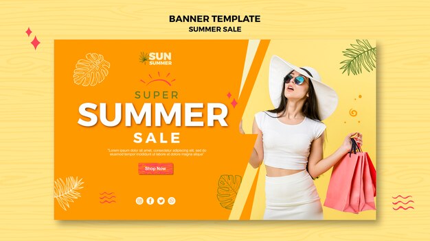 Woman with sunglasses summer sale banner