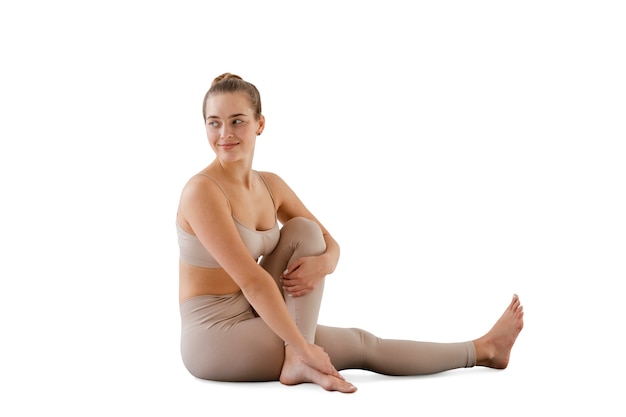 Free PSD woman in yoga position isolated