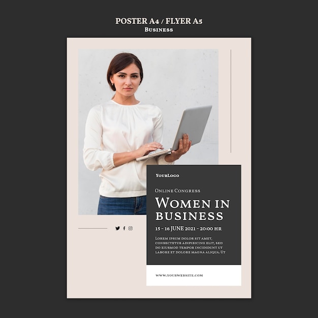 Women in business flyer template