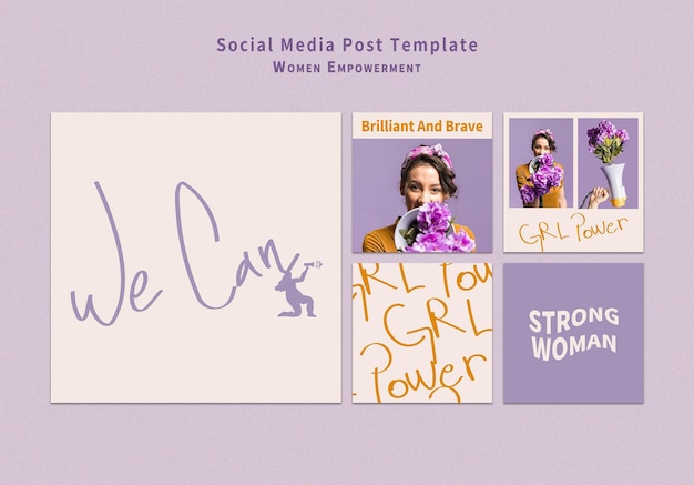 Free PSD women empowerment social media post set