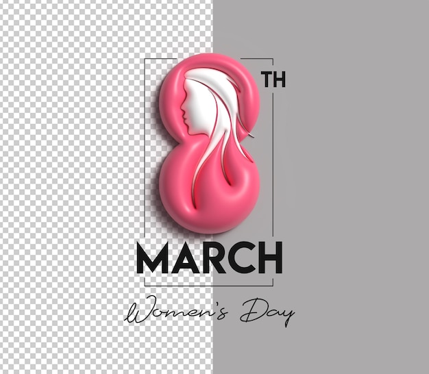 Women's Day - 8 March Space of Your Text 3D Render Illustration Design.