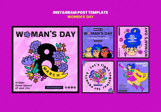 Free PSD women's day celebration  instagram posts