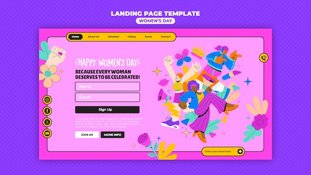 Free PSD women's day celebration landing page template