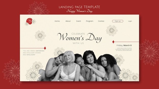 Free PSD women's day celebration landing page