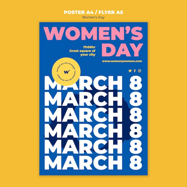 Free PSD women's day celebration vertical flyer template