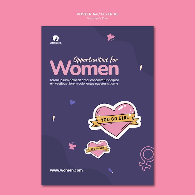 Free PSD women's day flyer template illustrated