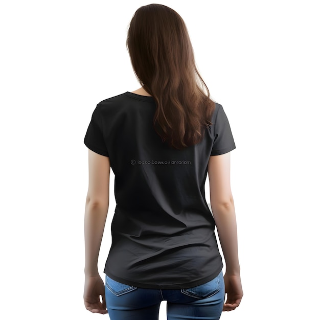 Free PSD womens black t shirt isolated on white background with clipping path