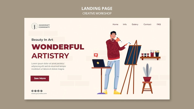 Free PSD wonderful artistry landing page