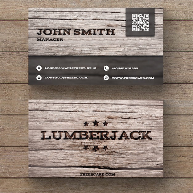 Free PSD wooden business card template