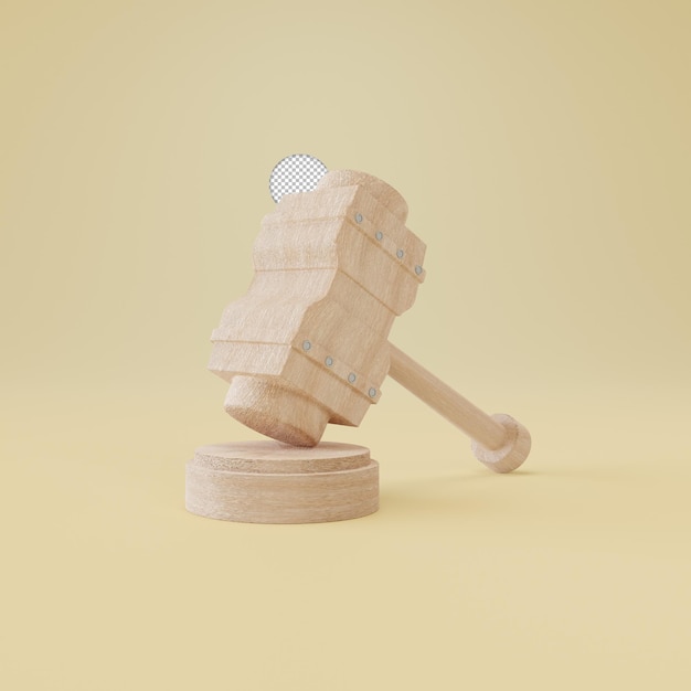 Wooden Hammer icon Isolated 3d render Illustration