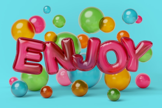 Free PSD words with abc balloons background