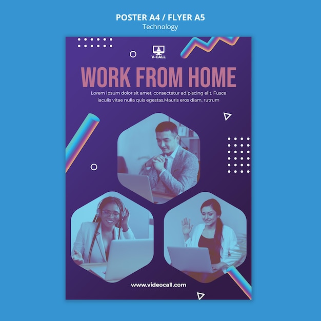 Work remotely poster template