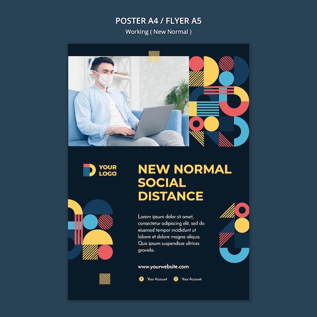 Free PSD working in the new normal way poster template