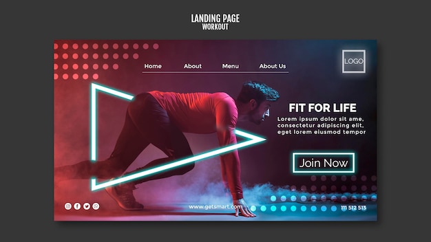 Free PSD workout concept landing page style