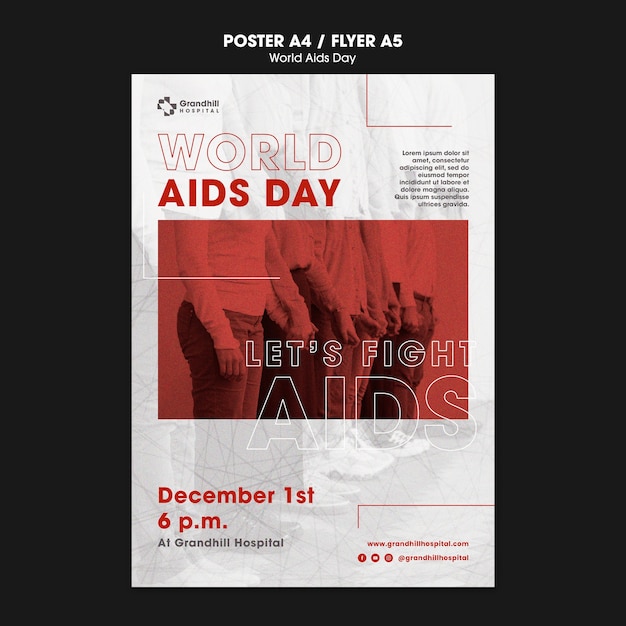 Free PSD world aids day awareness poster template