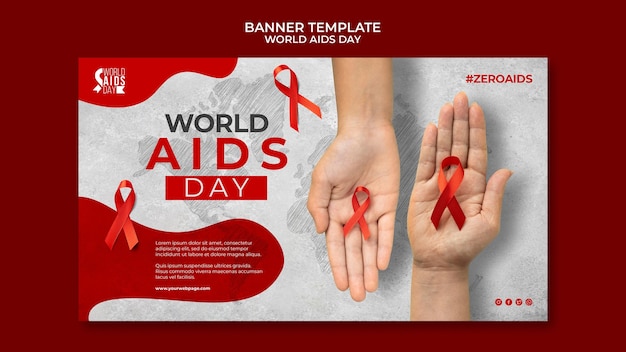 World aids day banner template with red details