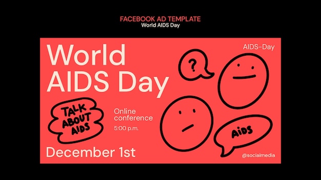 Free PSD world aids day celebration  facebook template