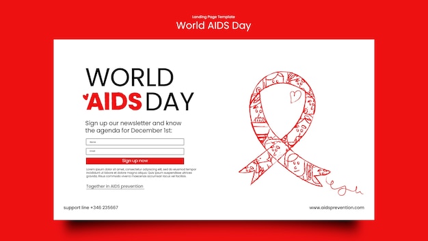 Free PSD world aids day celebration landing page