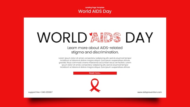 Free PSD world aids day celebration landing page