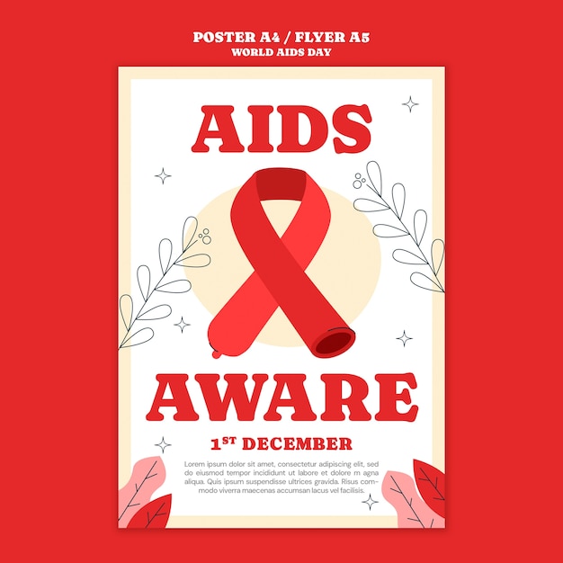 Free PSD world aids day celebration  poster template