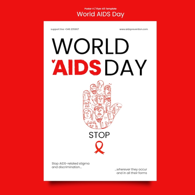 Free PSD world aids day celebration  poster template