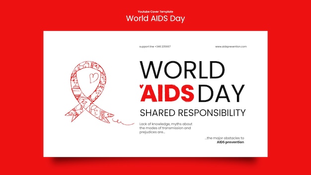 Free PSD world aids day celebration  youtube cover template