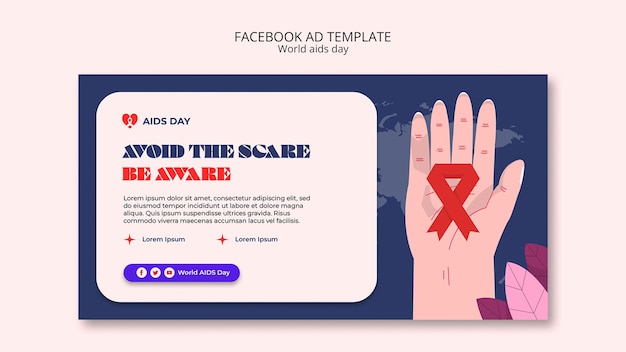 Free PSD world aids day facebook template